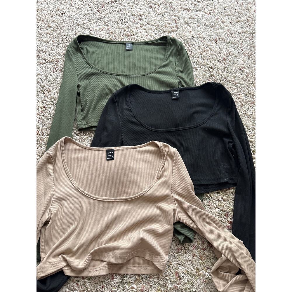 SHEIN Women's Crop Tops - Green, Black, and Tan